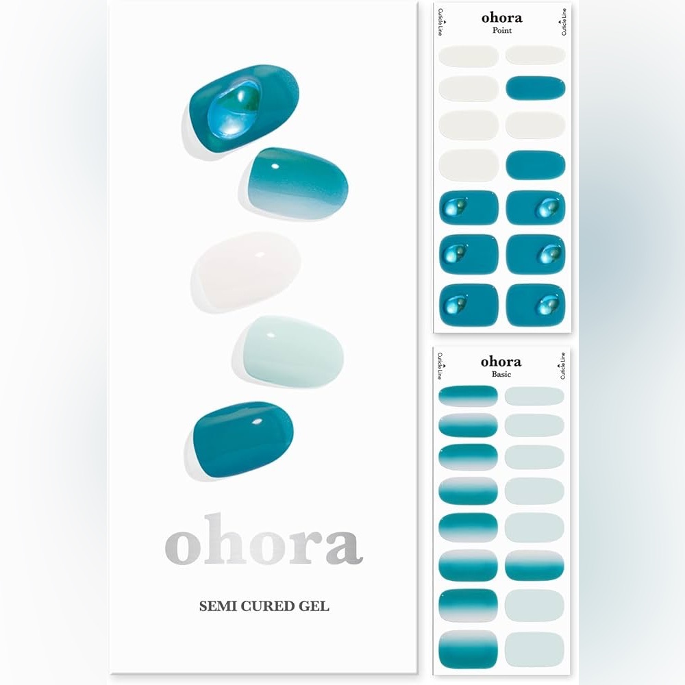 Ohora Gradient Nail Art Set Teal, Mint, White Shades
